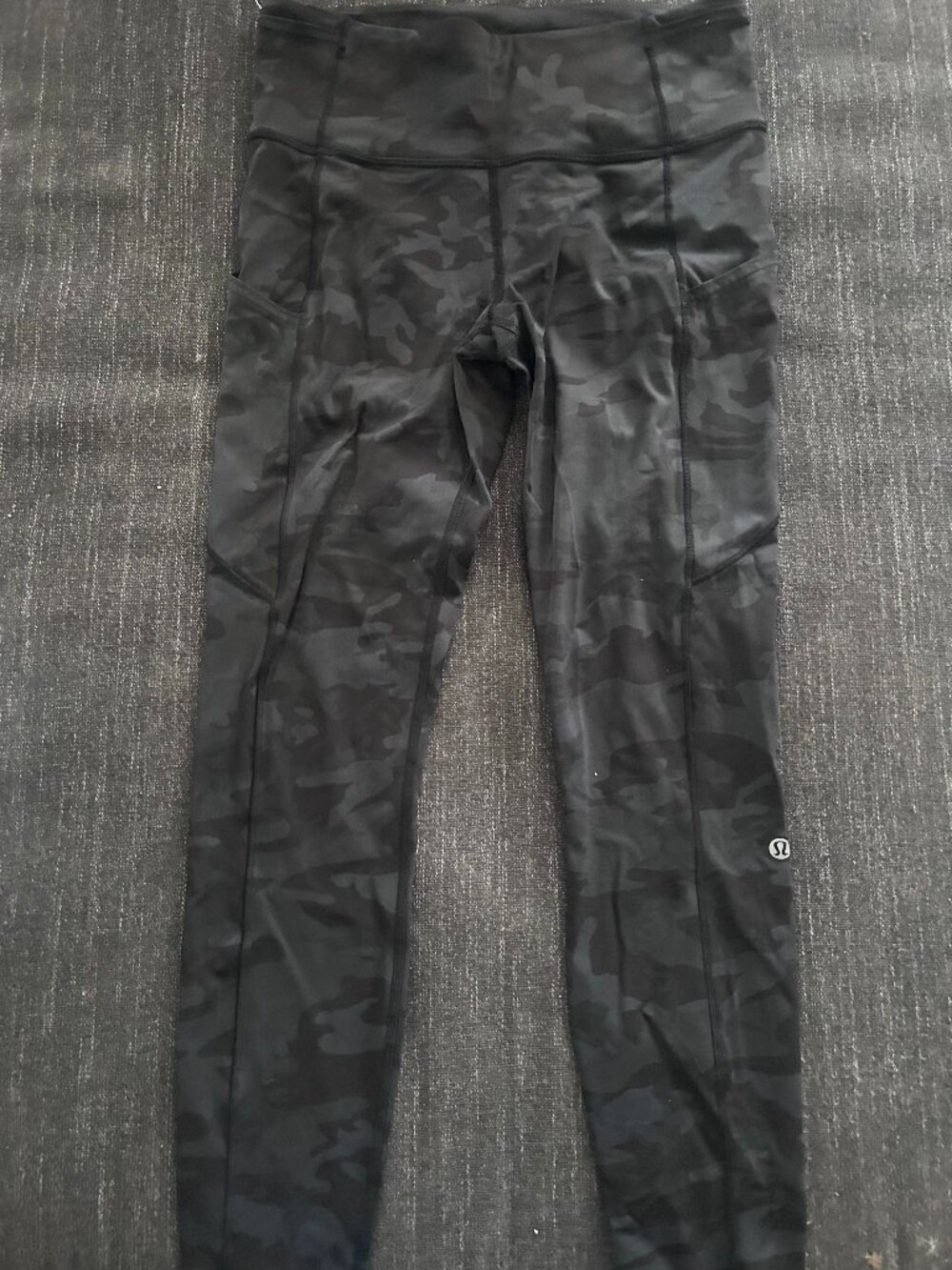 Lululemon Black Camo High-Rise Leggings with Side Pockets